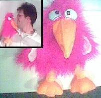 He used to squawk when squeezed, until I washed him